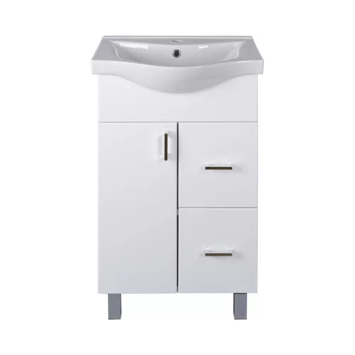 VivaStyle BIANKA 55 lábon álló fürdőszobabútor 2 fiókos Sanovit ALBATROS 10055 mosdókagyló 54,5x45cm