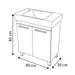 VivaStyle PANEL- KMT 60 lábon álló fürdőszobabútor CeraStyle SHARP - BAL CSAPLYUKAS mosdóval 60x30cm