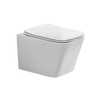   Eros ES QUADRO fali wc - ülőkével komplett - perem nélküli öblítés - 49,5 cm