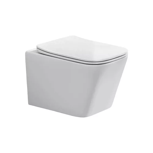 Eros ES QUADRO fali wc - ülőkével komplett - perem nélküli öblítés - 49,5 cm