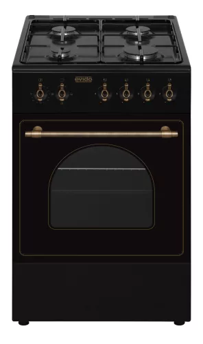 EVIDO FREE GE55A gáztűzhely, rusztikus design, 50x55 cm, elektromos sütő, 48 l, antracit/bronz