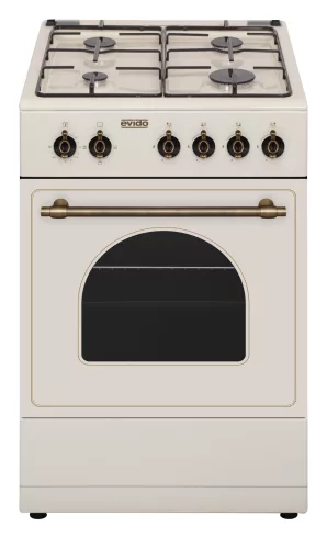 EVIDO FREE GE55C gáztűzhely, rusztikus design, 50x55 cm, elektromos sütő, 48 l, bézs/bronz    (kismértékű színeltérés)