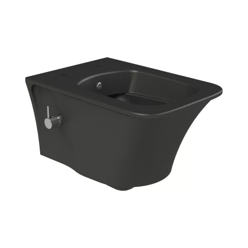 CeraStyle IBIZA fali WC - MATT FEKETE - BEÉPÍTETT bidé funkcióval - perem nélküli
