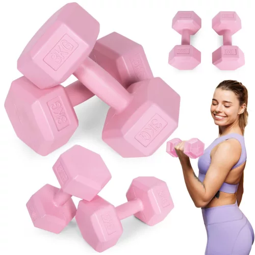 Hex súlyzó szett 2x3 kg rózsaszín