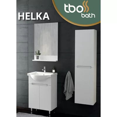 HELKA 65 ÁLLÓ mosdószekrény mosdóval + tükör+ fali szekrény PRÉGELT FEHÉR TBOSS