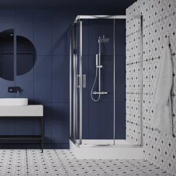  LAVEO BRESSO szögletes zuhanykabin zuhanytálcával 90x90x185 cm átlátszó üveg/króm