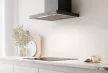 Kluge fali T-alakú fekete páraelszívó, 60cm, üvegfront