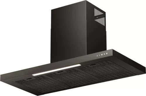 Kluge fali T-alakú fekete páraelszívó, 90cm, üvegfront