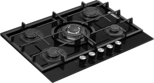 Kluge beépíthető gáz főzőlap, 75 cm, fekete üveg, WOK égő