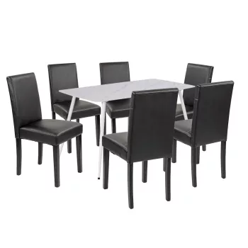 Megan 6+1 étkező garnitúra fehér-fekete