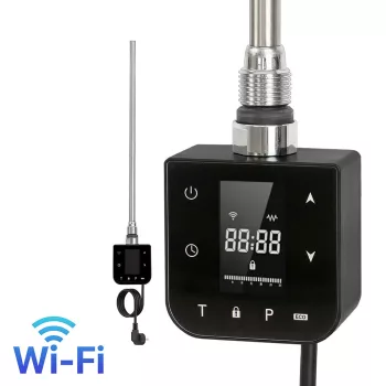   Wifi-s fűtőpatron törölközőszárító radiátorhoz digitális hőfokszabályozóval 400W fekete