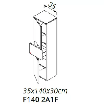   LIMA F140 2 ajtó 1 fiók FALI kiegészítő Fürdőszobaszekrény TBOSS Luna és Slim bútorokhoz