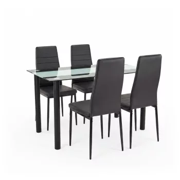 Mezza 4+1 étkező garnitúra fekete-fekete