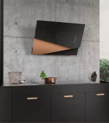 MONNO Trio fali páraelszívó, 90 cm, fekete/rose gold