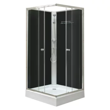   Polo Black II 80x80 cm szögletes fekete hátfalas zuhanykabin   zuhanytálcával