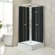 Polo Black II 80x80 cm szögletes fekete hátfalas zuhanykabin   zuhanytálcával