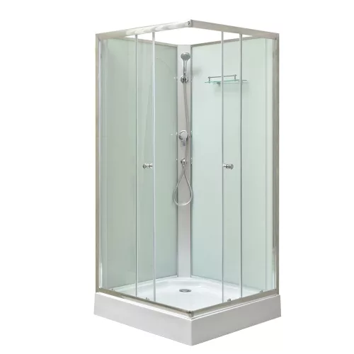 Polo White II 80x80 cm szögletes fehér hátfalas zuhanykabin   zuhanytálcával