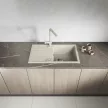 Laveo BARBADOS bézs csepptálcás mosogató dugókiemelős helytakarékos szifonnal