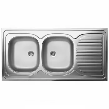   LAVEO LON 60 2CS kétmedence inox cseppt. teletetős mosogató szifonnal