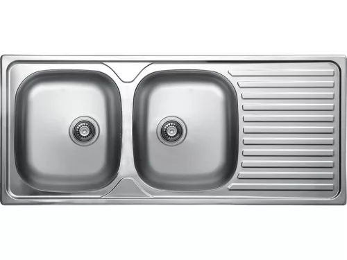 LAVEO ORION 2CS kétmedence csepptálcás inox mosogató szifonnal