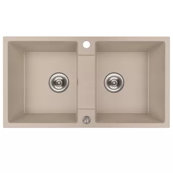   RIO 2M kétmedencés gránit bézs mosogató szifonnal, 80x44x18,6 cm