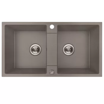   RIO 2M kétmedencés gránit szürke mosogató szifonnal, 80x44x18,6 cm
