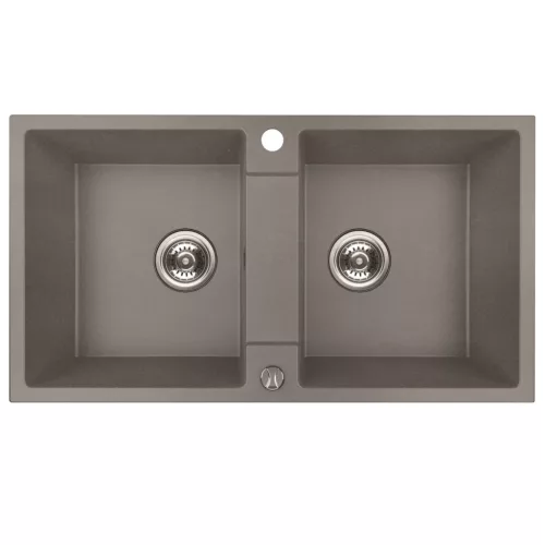 RIO 2M kétmedencés gránit szürke mosogató szifonnal, 80x44x18,6 cm