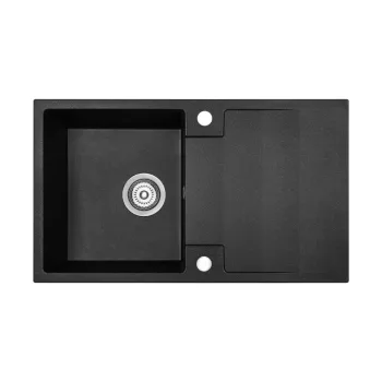   RIO 1CS egymedence csepptálcás gránit fekete mosogató szifonnal, 76x44x17,5 cm