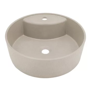 LAVEO CLIFF kerek gránit mosdó túlfolyó nélkül, bézs
